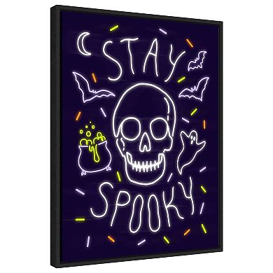 Neon Halloween Ii By Victoria Barnes Framed Canvas Wall Art Print