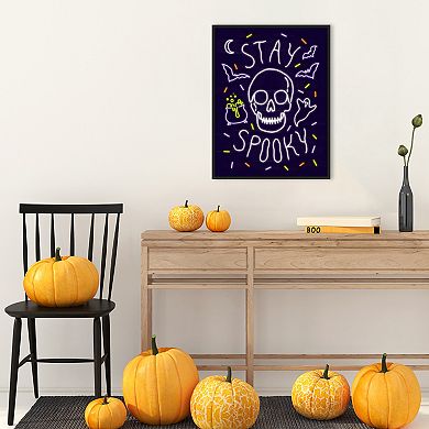 Neon Halloween Ii By Victoria Barnes Framed Canvas Wall Art Print