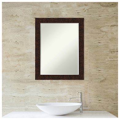 William Mottled Bronze Narrow Petite Bevel Bathroom Wall Mirror