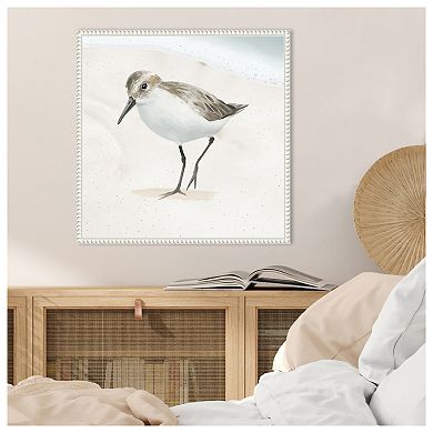 Sandpiper On The Beach Ii By Lucca Sheppard Framed Canvas Wall Art Print
