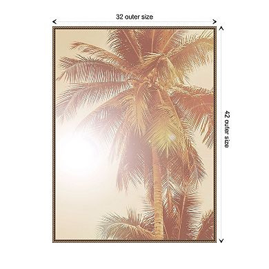 Sunkissed Palm Tree By Urban Road Framed Canvas Wall Art Print