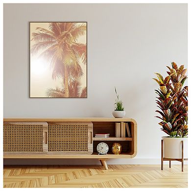 Sunkissed Palm Tree By Urban Road Framed Canvas Wall Art Print