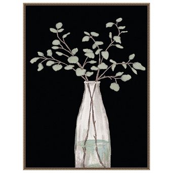 Modern Floral On Black Ii By Elizabeth Medley Framed Canvas Wall Art Print