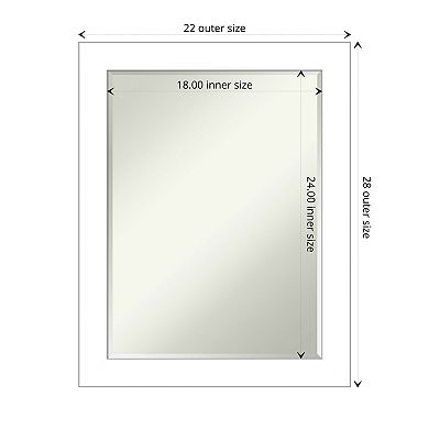 Wedge White Petite Bevel Bathroom Wall Mirror