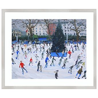 Skating At The Natural History Museum By Andrew Macara Wood Framed Wall Art Print