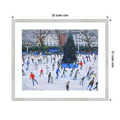 Skating At The Natural History Museum By Andrew Macara Wood Framed Wall Art Print
