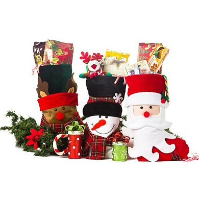 Lexi Home 3-Pack 3D Christmas Holiday Stockings with Plaid Accents