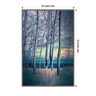 Winter Trees At Lake Michigan By Michelle Calkins Framed Canvas Wall Art Print