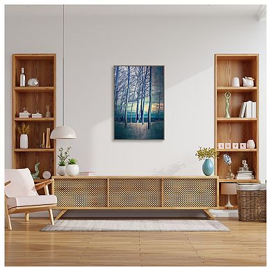 Winter Trees At Lake Michigan By Michelle Calkins Framed Canvas Wall Art Print