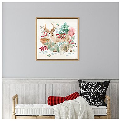 Snowy Critters Iii By Dina June Framed Canvas Wall Art Print