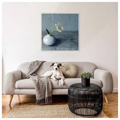 Single Bloom In Vase By Sarah Gardner Framed Canvas Wall Art Print