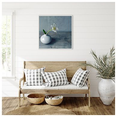 Single Bloom In Vase By Sarah Gardner Framed Canvas Wall Art Print