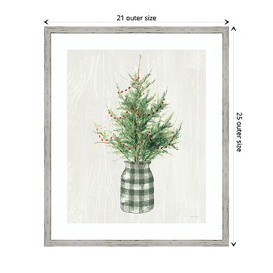White And Bright Christmas Tree Ii Plaid By Danhui Nai Wood Framed Wall Art Print