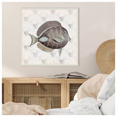 Neutral Vintage Fish Ii By Elizabeth Medley Framed Canvas Wall Art Print