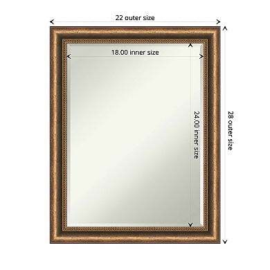 Manhattan Bronze Narrow Petite Bevel Wood Bathroom Wall Mirror