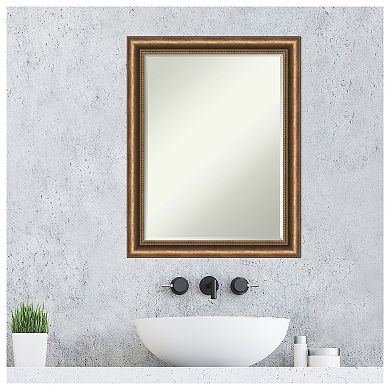 Manhattan Bronze Narrow Petite Bevel Wood Bathroom Wall Mirror