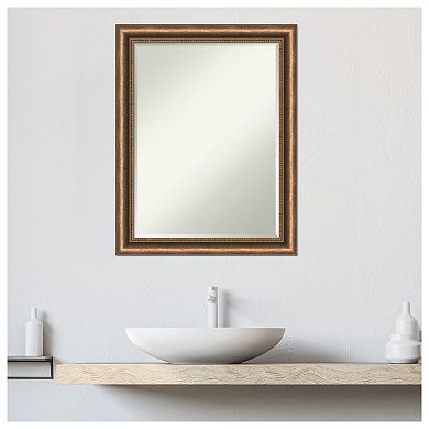 Manhattan Bronze Narrow Petite Bevel Wood Bathroom Wall Mirror