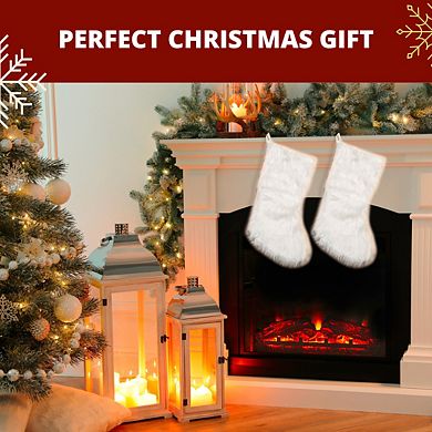 Lexi Home 19" Inch 2-Pack Faux Fur Christmas Holiday Stockings