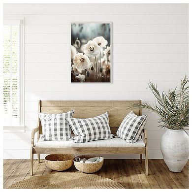 White Poppy Field No 1 By Treechild Framed Canvas Wall Art Print