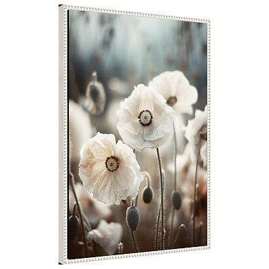 White Poppy Field No 1 By Treechild Framed Canvas Wall Art Print