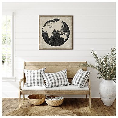 World News Map Ii By Elizabeth Medley Framed Canvas Wall Art Print
