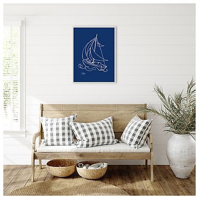 Little Sail On Blue By Patricia Pinto Framed Canvas Wall Art Print