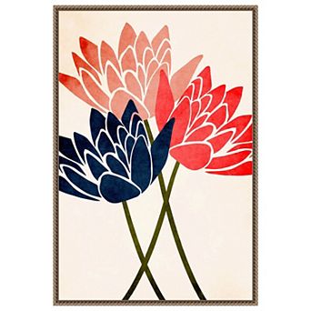 Three Dancing Blossoms By Kubistika Framed Canvas Wall Art Print