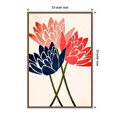 Three Dancing Blossoms By Kubistika Framed Canvas Wall Art Print