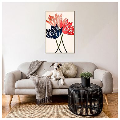 Three Dancing Blossoms By Kubistika Framed Canvas Wall Art Print
