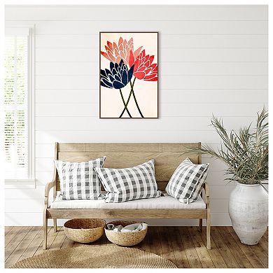 Three Dancing Blossoms By Kubistika Framed Canvas Wall Art Print