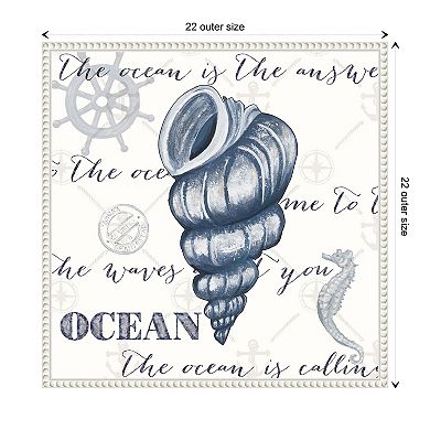 Indigo Ocean Treasures I By Gina Ritter Framed Canvas Wall Art Print