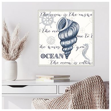 Indigo Ocean Treasures I By Gina Ritter Framed Canvas Wall Art Print