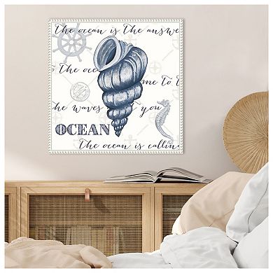 Indigo Ocean Treasures I By Gina Ritter Framed Canvas Wall Art Print