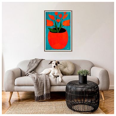 Red Blossoms By Bo Anderson Framed Canvas Wall Art Print