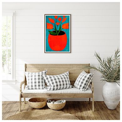 Red Blossoms By Bo Anderson Framed Canvas Wall Art Print