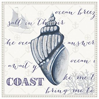 Indigo Ocean Treasures Iii By Gina Ritter Framed Canvas Wall Art Print