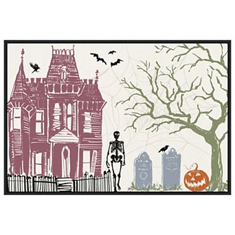 Haunted House I Color By Anne Tavoletti Framed Canvas Wall Art Print