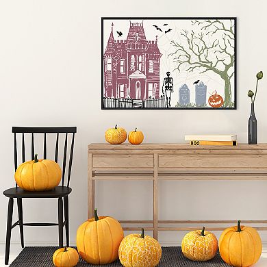Haunted House I Color By Anne Tavoletti Framed Canvas Wall Art Print