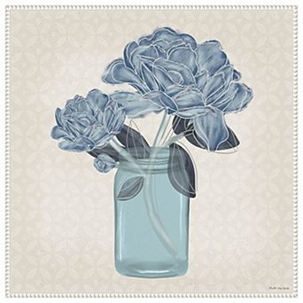 Splendid Blue Bouquet Ii By Arvilla Morett Framed Canvas Wall Art Print