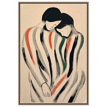 Intimate Embrace Man And Woman By Treechild Framed Canvas Wall Art Print