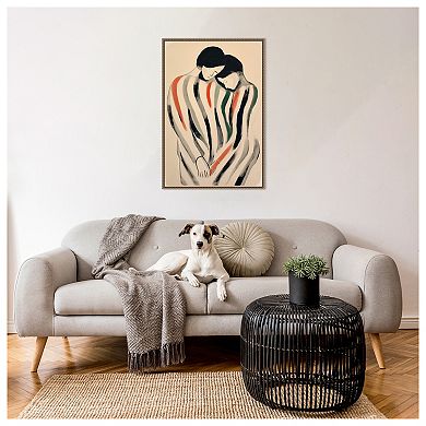 Intimate Embrace Man And Woman By Treechild Framed Canvas Wall Art Print