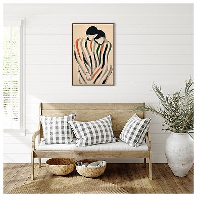 Intimate Embrace Man And Woman By Treechild Framed Canvas Wall Art Print