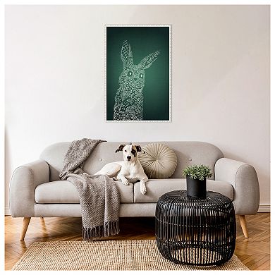 The Emerald Bunny By Ema Paraschiv Framed Canvas Wall Art Print