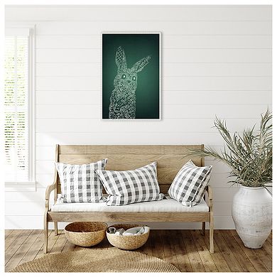 The Emerald Bunny By Ema Paraschiv Framed Canvas Wall Art Print