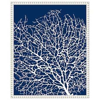 Navy Coral Ii Crop By Sabine Berg Framed Canvas Wall Art Print