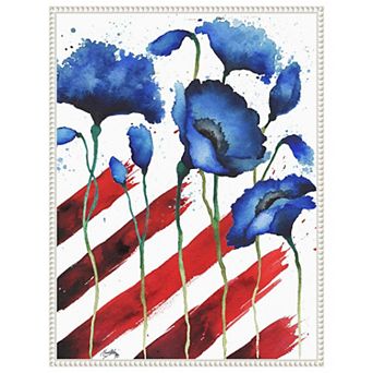 Patriotic Floral Ii By Elizabeth Medley Framed Canvas Wall Art Print