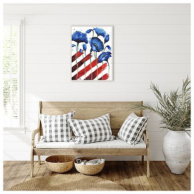 Patriotic Floral Ii By Elizabeth Medley Framed Canvas Wall Art Print