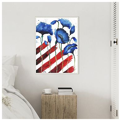 Patriotic Floral Ii By Elizabeth Medley Framed Canvas Wall Art Print