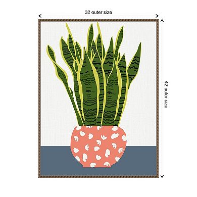 Potted Plant By Jen Bucheli Framed Canvas Wall Art Print