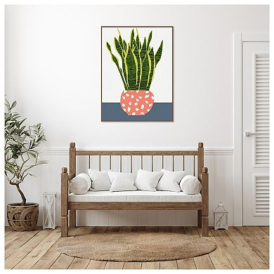 Potted Plant By Jen Bucheli Framed Canvas Wall Art Print